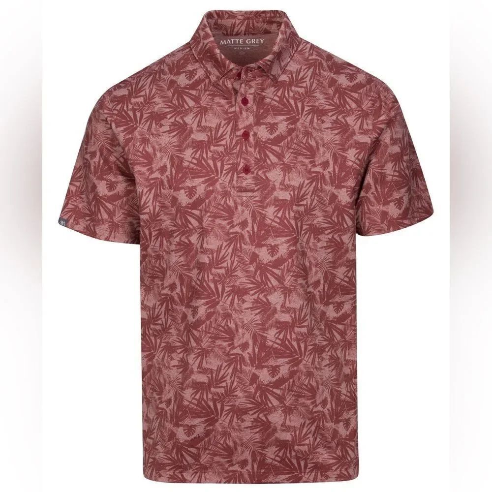 Matte Grey Captain Cabo Golf Polo CALI RED HEATHER Medium